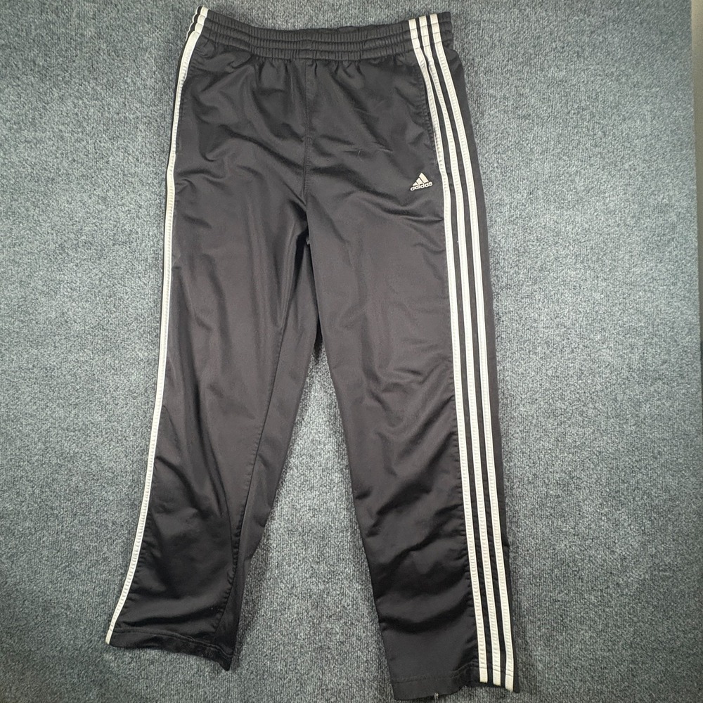 Adidas Track Pants Mens 31x29.5 Black White 3-Stripes Straight Leg Activewear